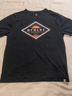 Hurley Black Sunset Diamond Logo Graphic Tee Men's Size M